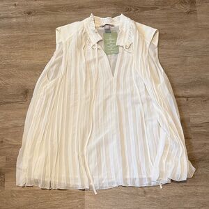 H&M Cream Ruffle-Trim Sleeveless Blouse